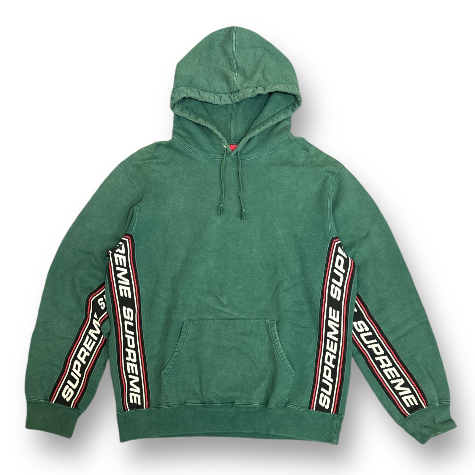 国内正規 Supreme 19AW Text Rib Hooded Sweatshirt サイドライン スウェット パーカー シュプリーム  L グリーン 73828A2