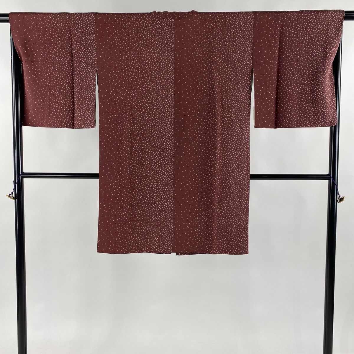 道中着 身丈97cm 裄丈66.5cm M 和装コート 幾何学模様 小豆色 正絹