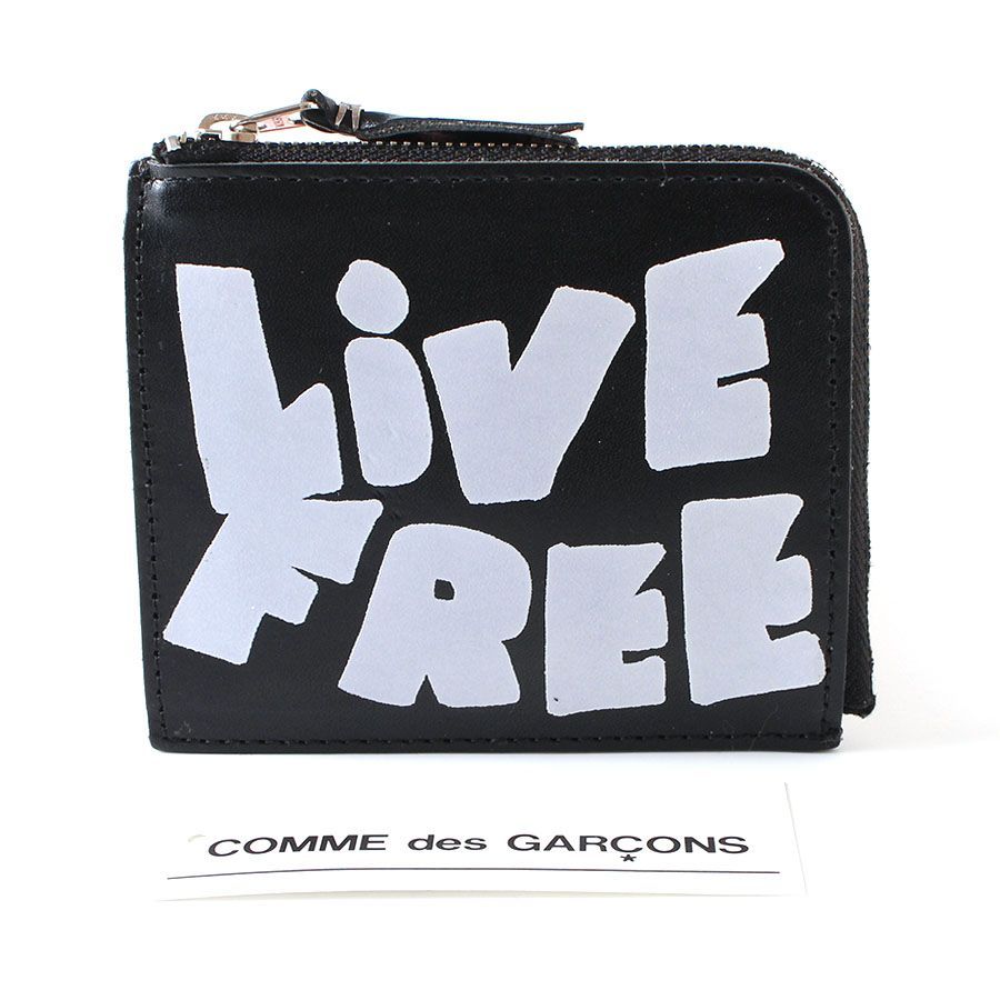 MNJ25045 COMME des GARÇONS コムデギャルソン ウォレット コインケース 小銭入れ L字ファスナー ペイント財布 メッセージプリントウォレット