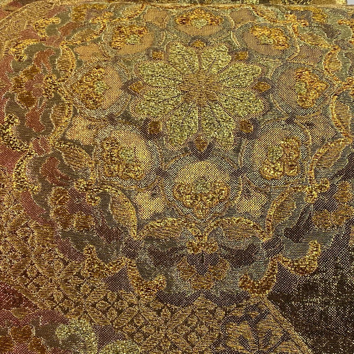 未使用品 袋帯 翡翠色 ゴールド 焼箔 ぼかし 4m45cm 六通 正絹 未使用品 袋帯 翡翠色 ゴールド 焼箔 ぼかし 4m45cm 六通 正絹