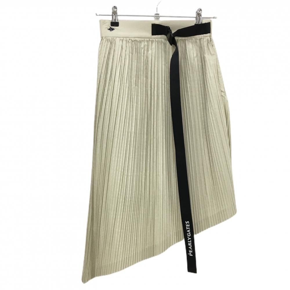 パーリーゲイツ プリーツスカート ベージュ×黒 アシンメトリー系 裏地付 レディース 0 S ゴルフウェア PEARLY GATES