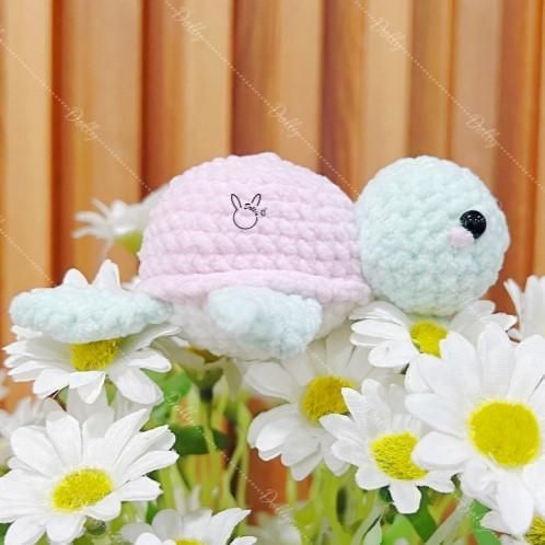 L31 手編み  ハンドメイド あみぐるみ ピンク カメ 人形