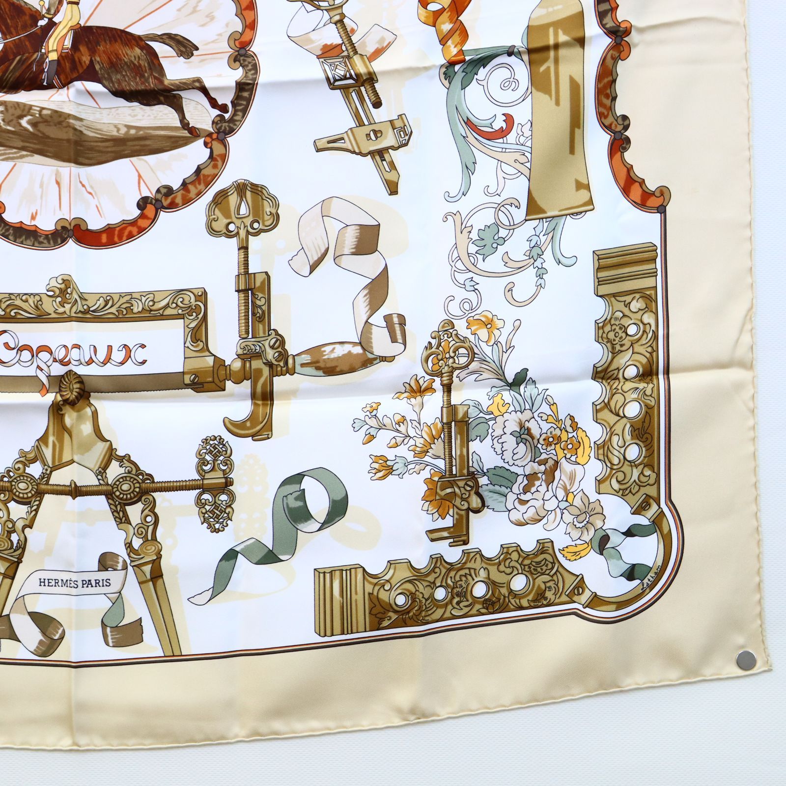 HERMES エルメス カレ90 Cogeaux 馬側 シルクスカーフ 大判