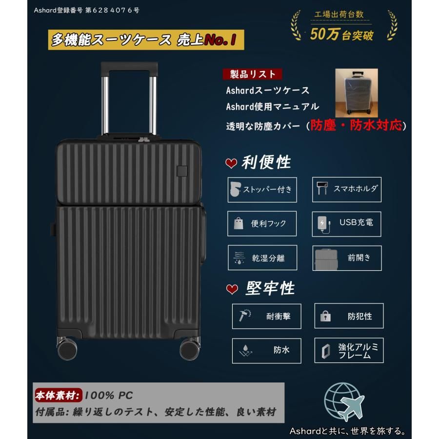 多機能フロントオープン キャリーケース