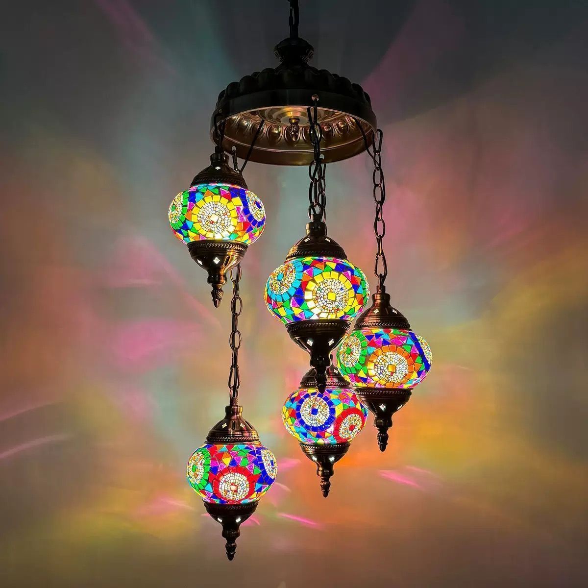 引掛けシーリング用 トルコランプ 職人手作り カラーガラス 吊り下げ