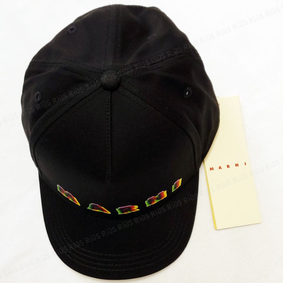 ファッションなデザイン ロゴ 黒 大人もOK キッズ kidsマルニ MARNI キャップ 56cm 帽子 帽子