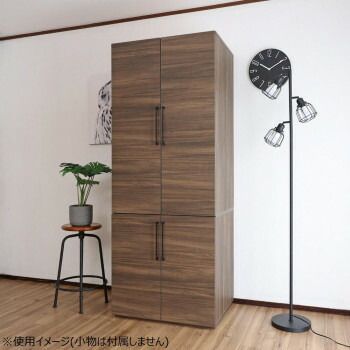 組立家具 クローゼット ハンガーラック付収納 CO-CW-1975L 木目調ブラウン 2梱包