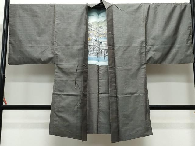 平和屋着物○男性 本場大島紬 アンサンブル 100亀甲 羽裏：鷹 正絹