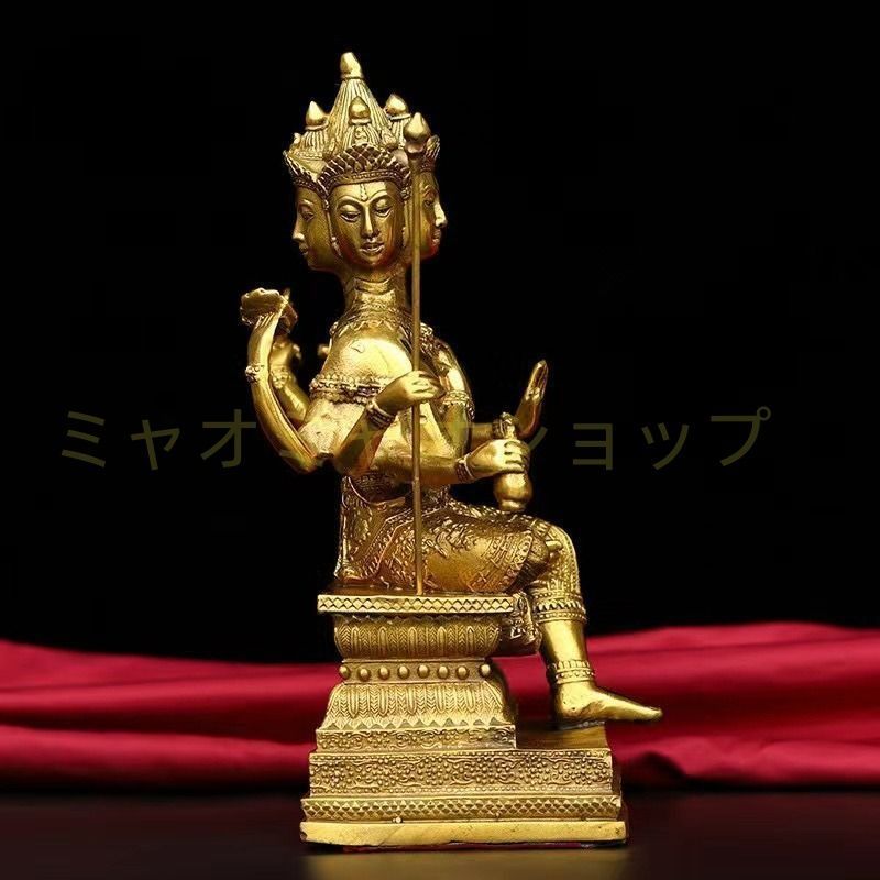 アイテム入荷！ 仏陀 エラワン仏陀 置物 オブジェ 黄金 ゴールド 金色 銅製 四面 開運 風水 幸運 健康 運気向上 繁栄 伝統的 金運 財運 商売?盛 厄除け 幸福 プレゼント ギフト 100％品質保障!