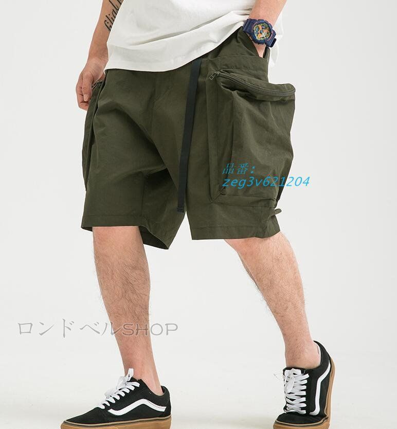 ミリタリー　カーゴパンツ　ハーフパンツ　ビック　希少　HIPHOP Y2K 古着 ☆00s PIKO カーゴショートパンツ ハーフパンツ Y2K M ブラック