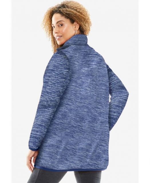 ウーマン ウィズイン レディース ジャケット ブルゾン アウター Women s Plus Size Zip-Front Microfleece Jacket Evening blue marled