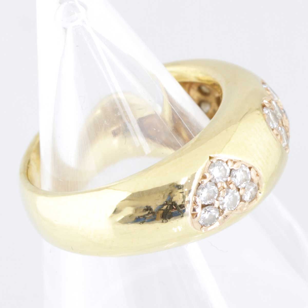 美品『USED』 K18 3Pハートリング リング・指輪 ダイヤモンド 0.50ct ...
