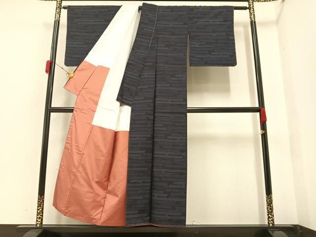 平和屋着物○結城紬 80亀甲 エ霞草花文 やまと誂製 正絹 逸品