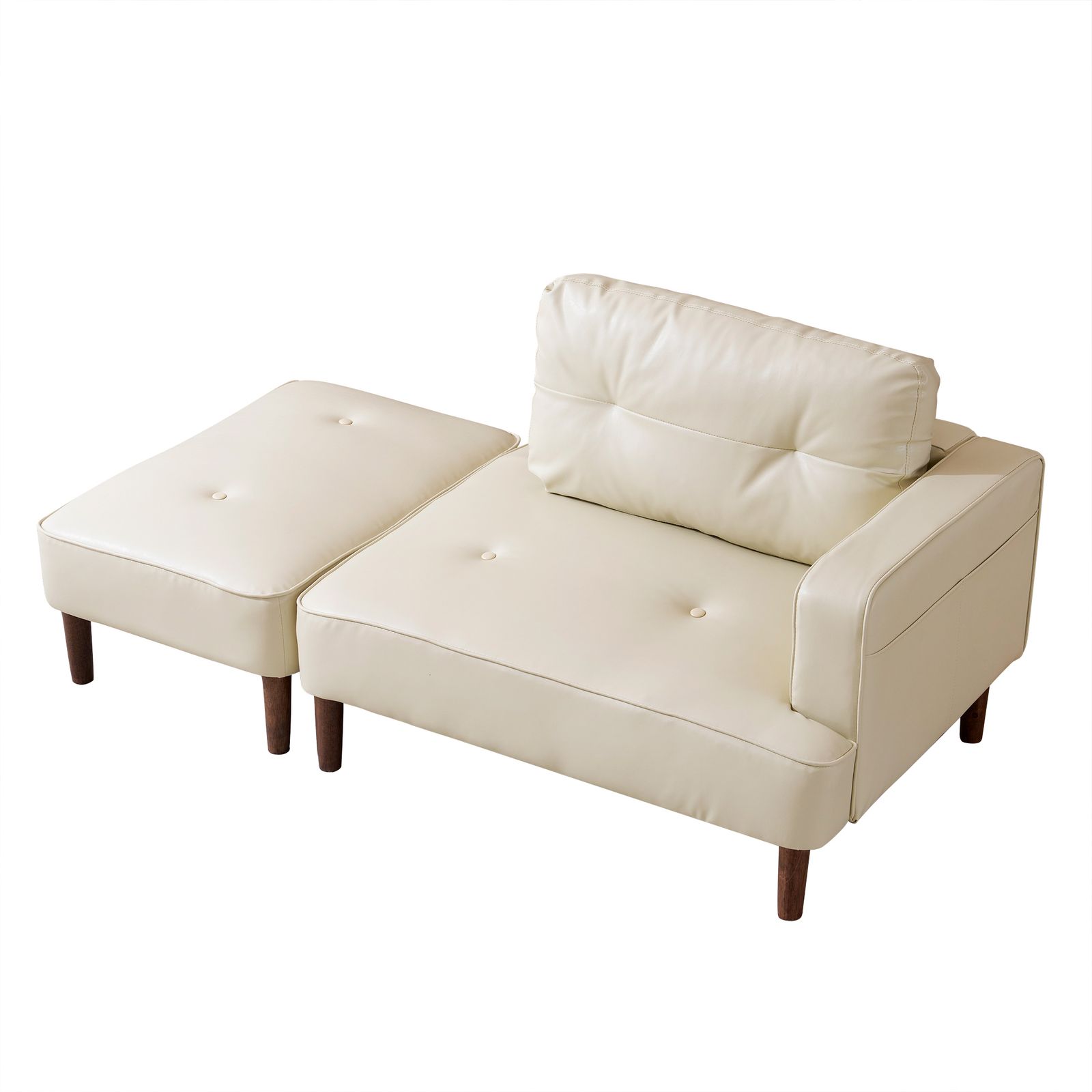 送料無料】コンパクトカウチソファ (レザー風 日本製)14段階式