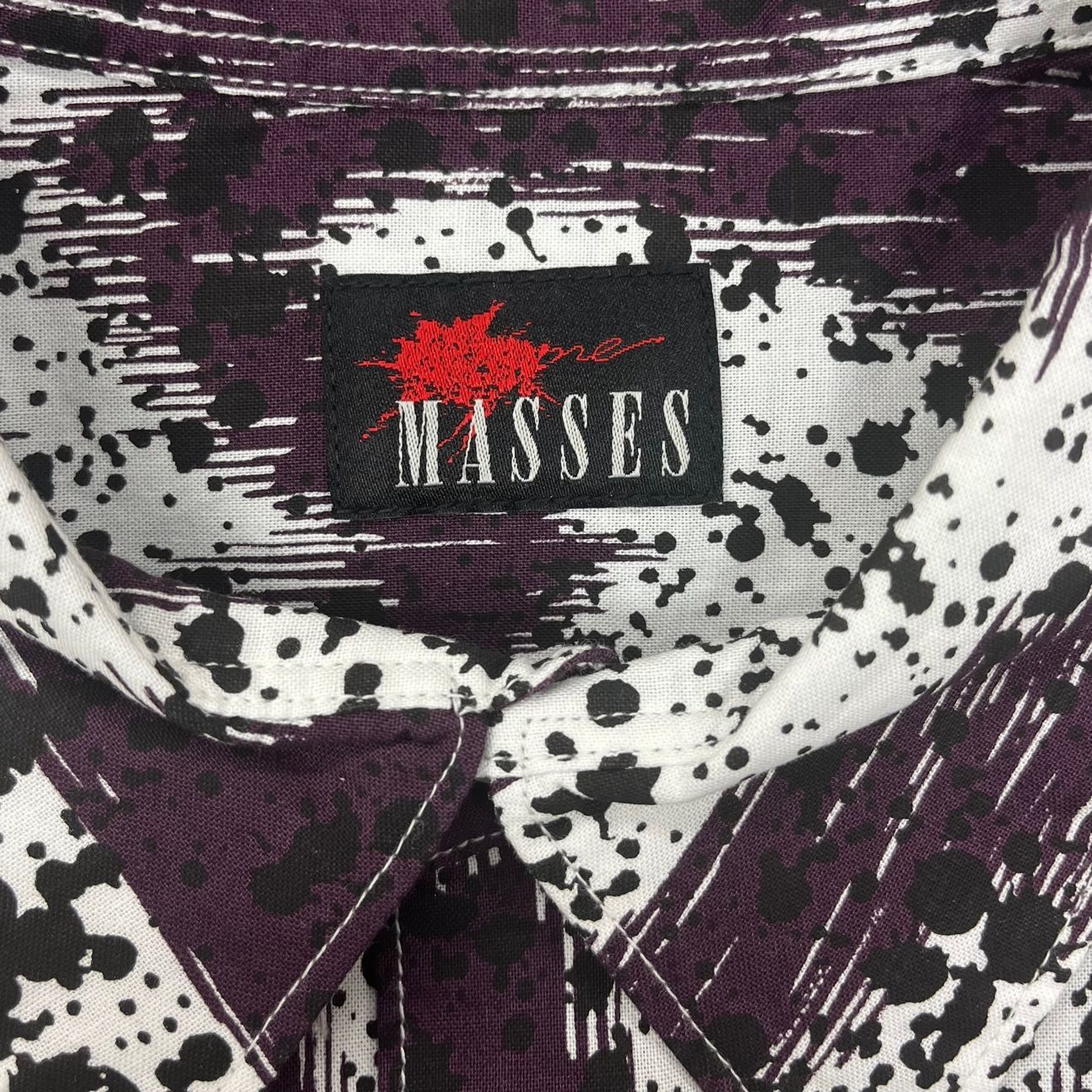 美品☆MASSES 長袖シャツ SPLASH SHIRT 赤×白スプラッシュ