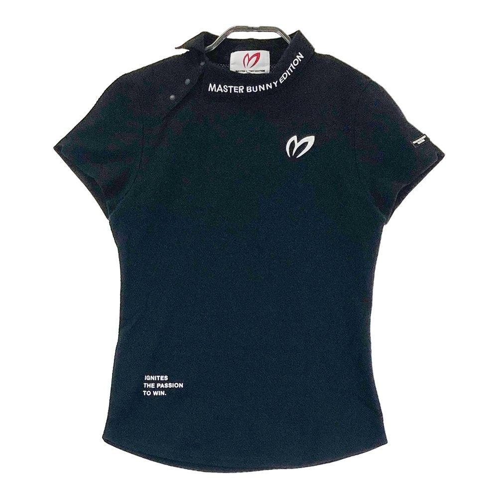 サイズ：0 MASTER BUNNY EDITION マスターバニーエディション 2023年モデル ロゴ刺繍 半袖ポロシャツ ブラック系 [240101534690] ゴルフウェア レディース ストスト