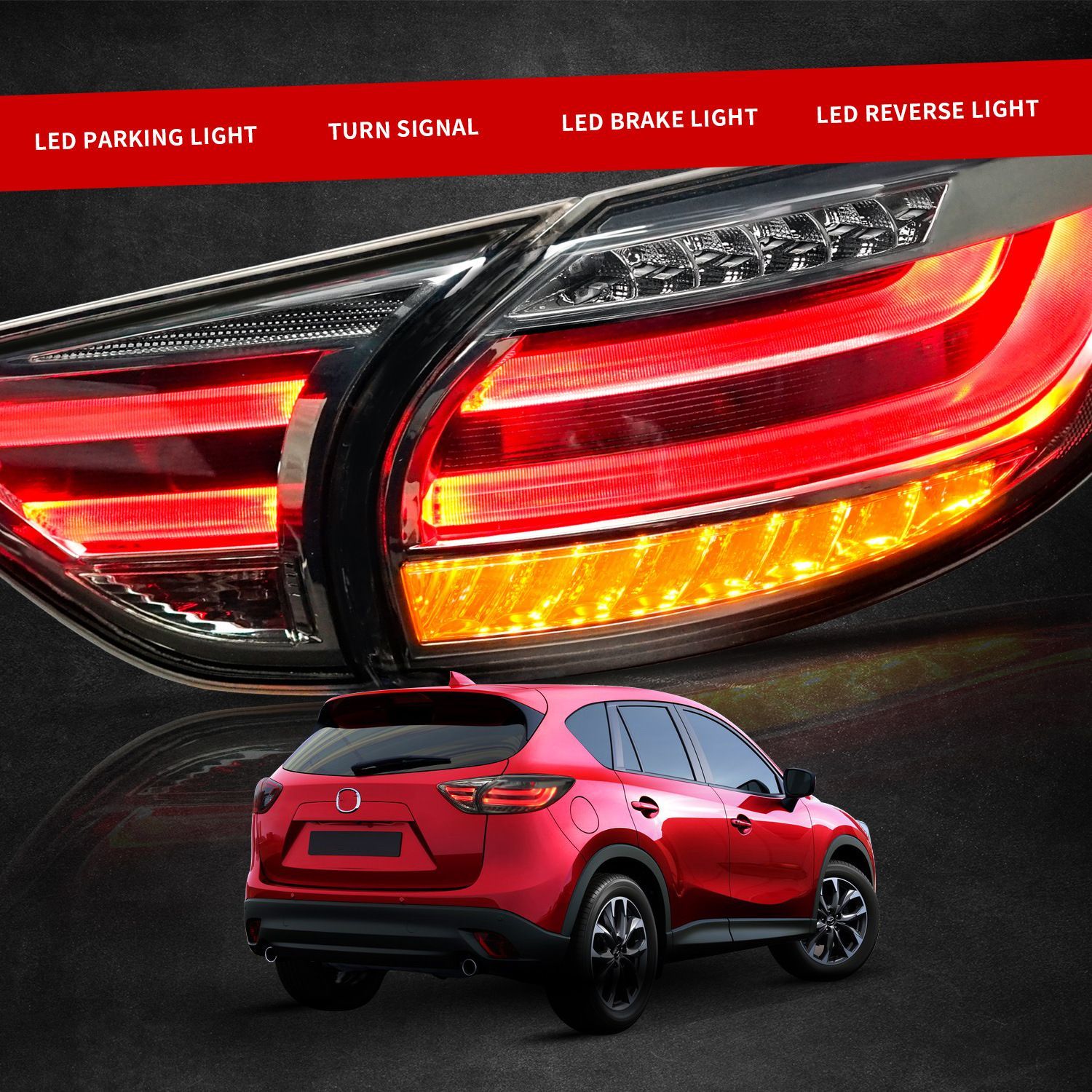 CX-5 LEDカスタムテールランプ KE系 12〜18年式用 ドレスアップ仕様 ウェルカム点灯機能搭載
