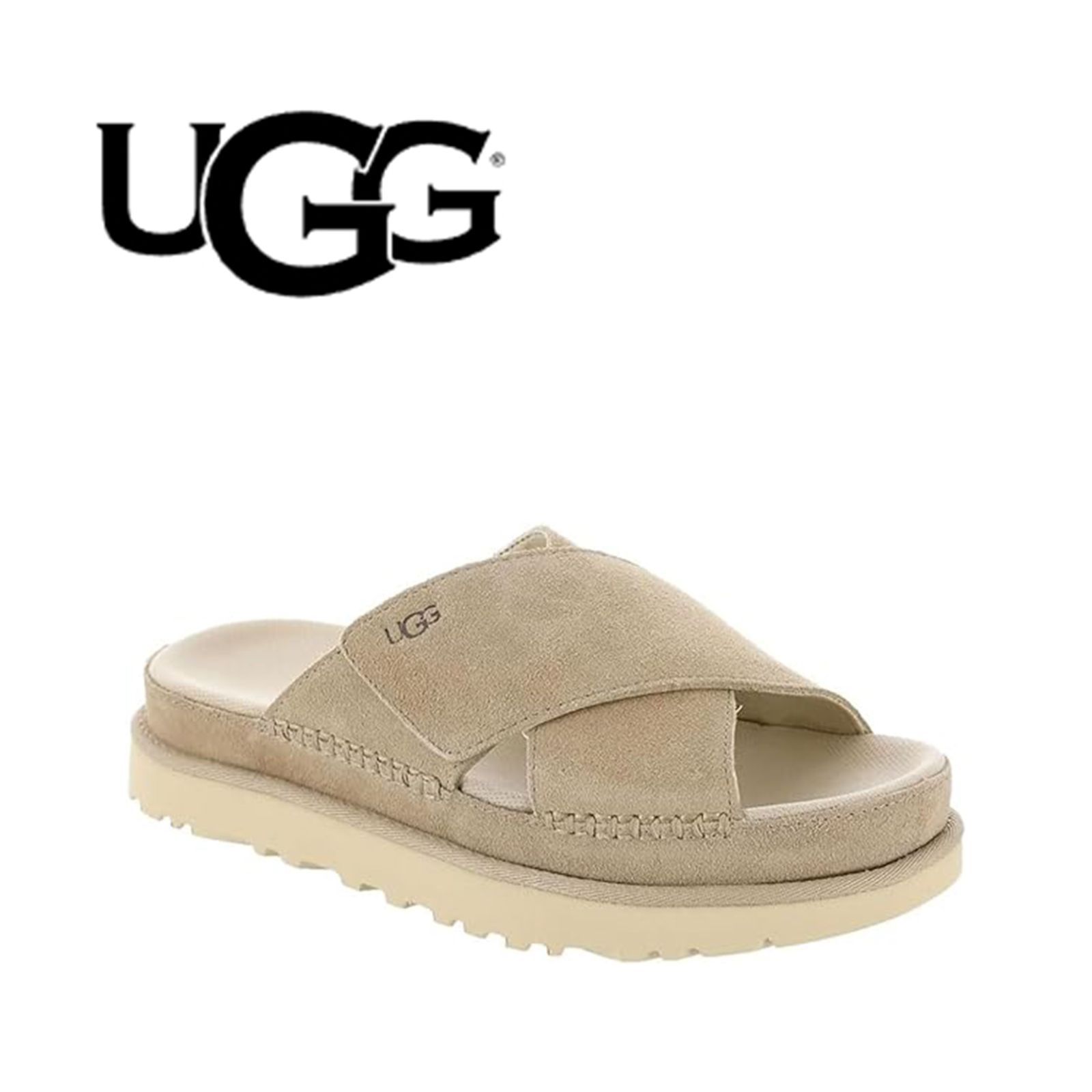 UGG / アグ : 【レディース】GoldenStar Cross Slide ゴールデンスター クロス スライド 1137910 サンダル UGG ウィメンズ レディース スエード 厚底 ドリフトウッド