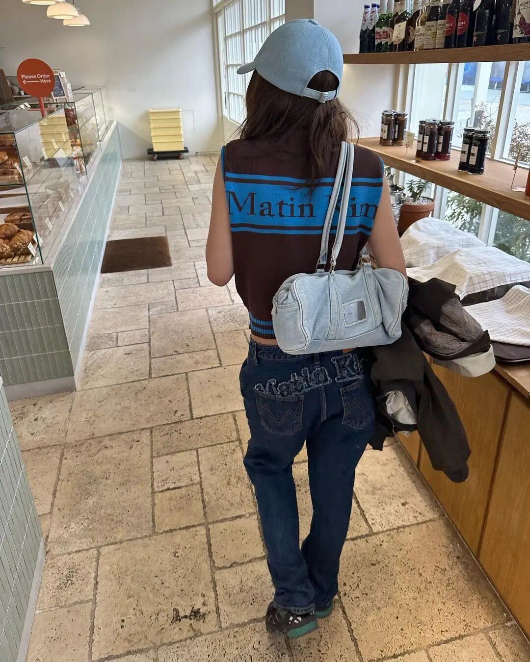 MATIN KIM マーティンキム VINTAGE DENIM SPORTY TOTE BAG IN