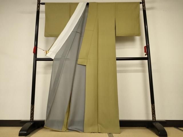 平和屋着物 夏物 色無地 変わり絽 桑染色 正絹 AABB6743jd