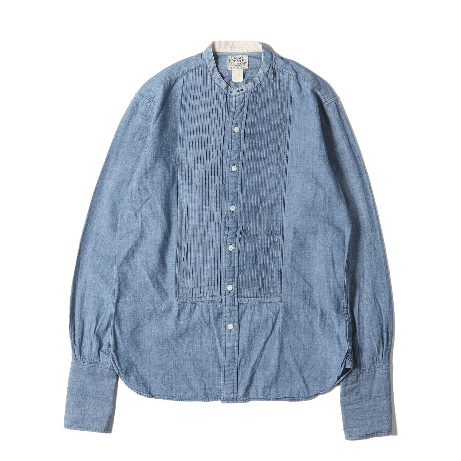 RRL ダブルアールエル シャツ サイズ:S プリーツデザイン バンドカラー