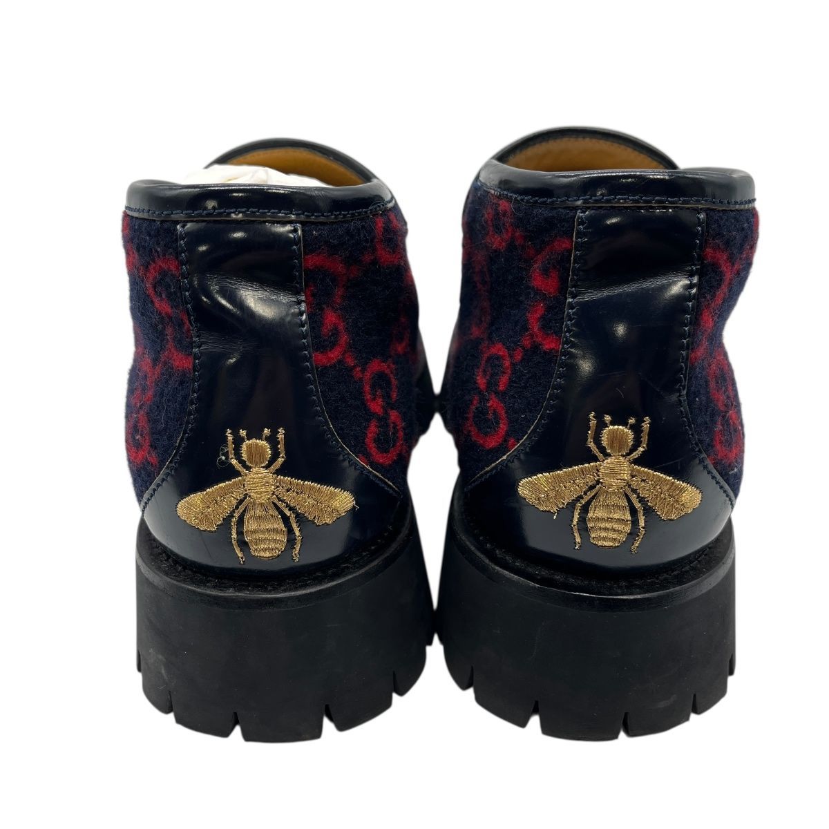 ♪2704 GUCCI グッチ ブーツ ウールホースビットローファー 6 1/2 
