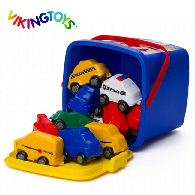 VIKINGTOYS バイキングトイズ チュビーズ タウンカーバケツセット15個入 156030(プラスチック おもちゃ 車 パトカー) 