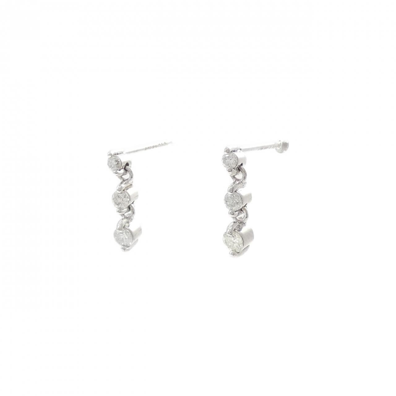 K18WG スリーストーン ダイヤモンド ピアス 0.20CT - メルカリ