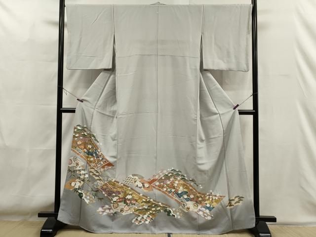 平和屋着物□豪華色留袖 駒刺繍 風景花松文 暈し染め 金彩