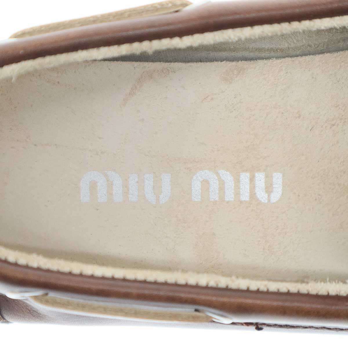 miu miu ミュウミュウ アンラインド ブリーチレザー デッキシューズ 