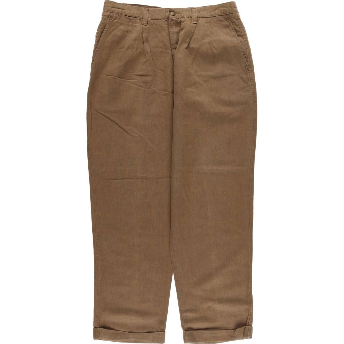 古着 90年代 ドッカーズ DOCKERS Khakis ツータック コットン×リネンパンツ スラックス メンズw34相当 ヴィンテージ|eaa535959