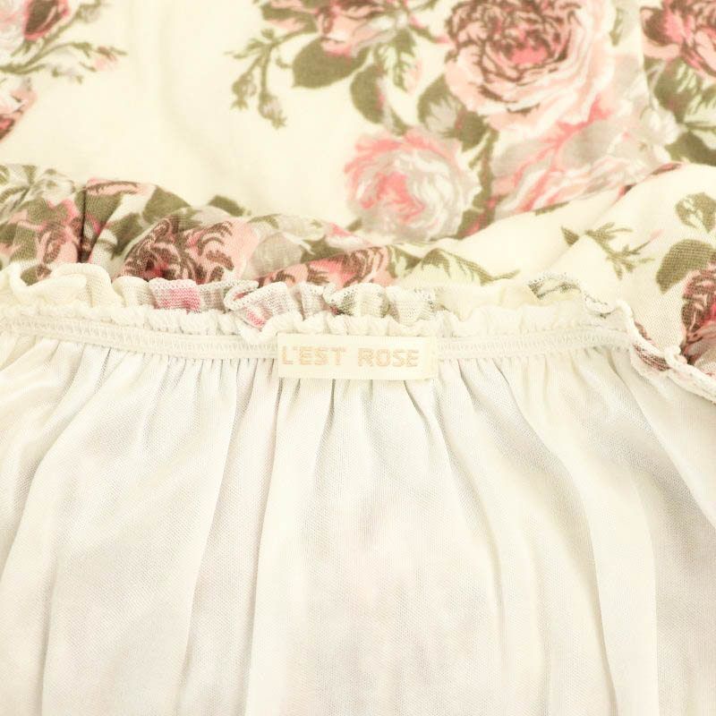 レストローズ L'EST ROSE 花柄 シャーリングワンピース ひざ丈 2