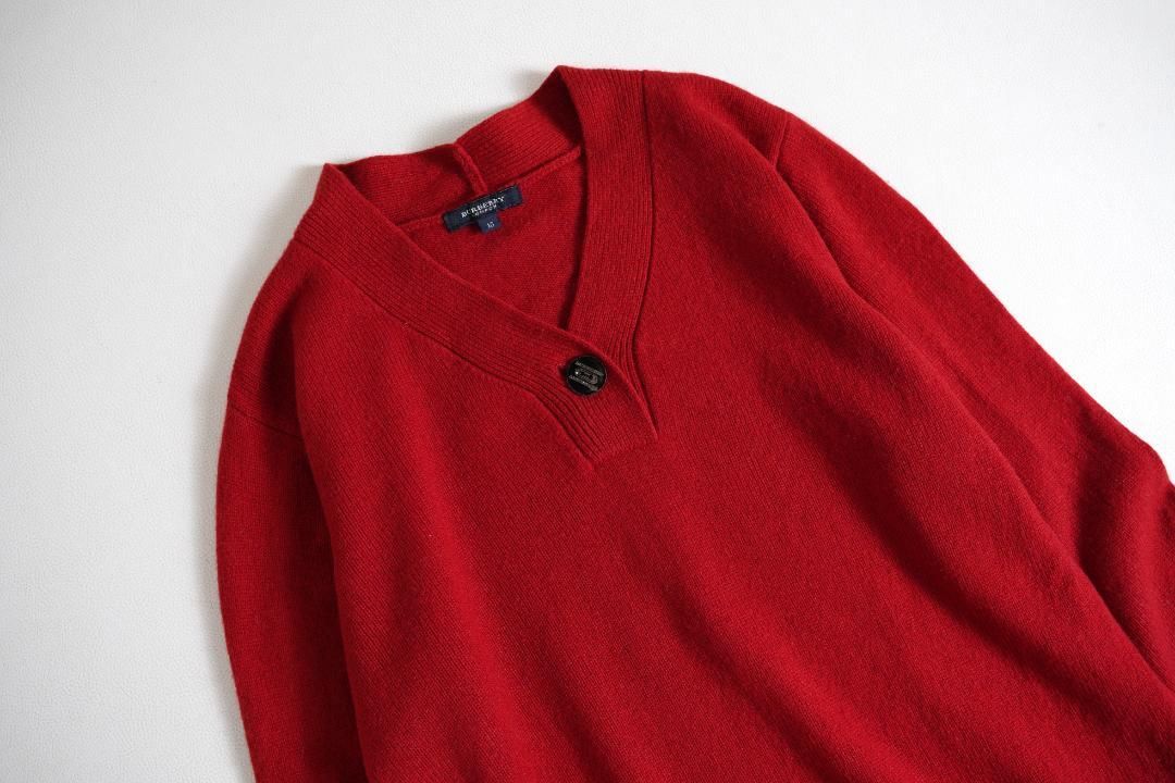 661y*大きい15号 バーバリーロンドン ウールカシミヤ混 Vネック