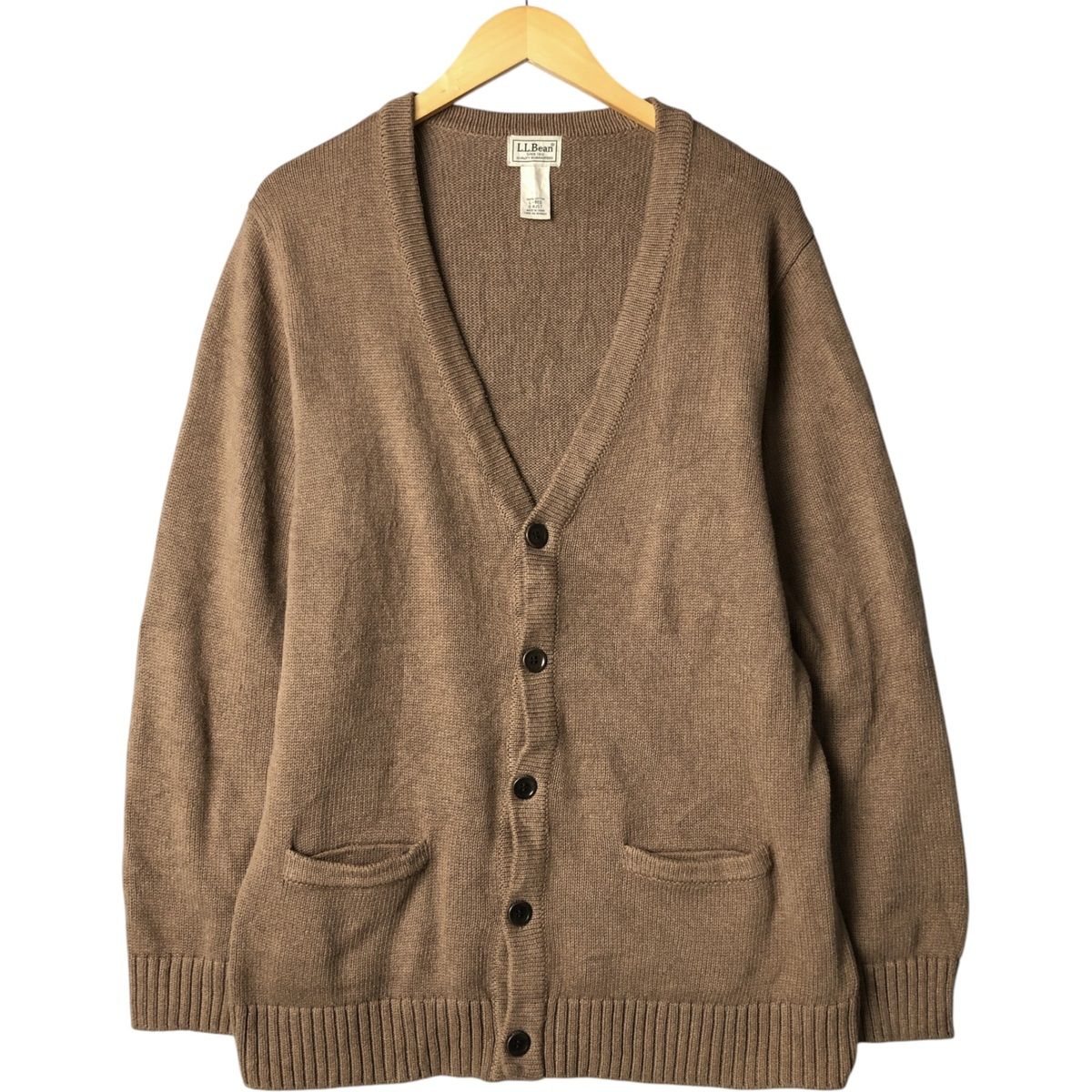 【90's】L.L.Beanコットンカーディガン肉厚 90's L.L.BEAN ファインコットン ニットカーディガン タン 表記