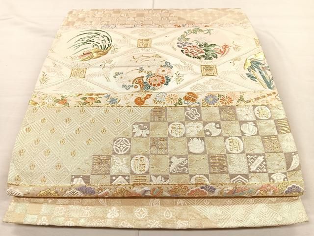 平和屋着物○六通柄袋帯 唐織 四季秋草好み 金糸 正絹 逸品 CAAU1105yk