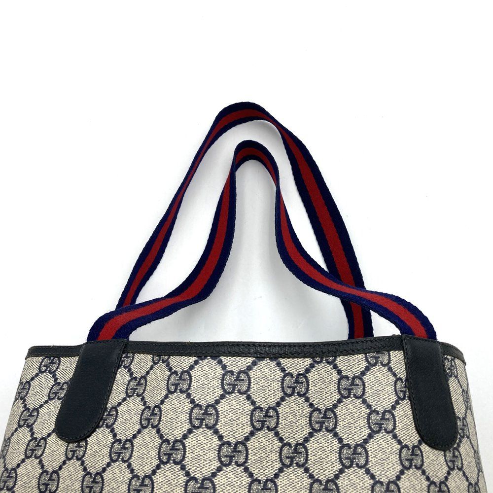 【GUCCI】ハンドバッグ　シェリーライン　GGスプリーム　ネイビー GUCCI】ハンドバッグ シェリーライン GGスプリーム ネイビー