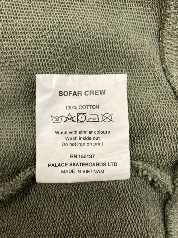 パレス PALACE 20AW SOFAR CREW スウェット クルーネック スケートボード 緑 スウェット ロゴ カーキ Sサイズ 104MT-447