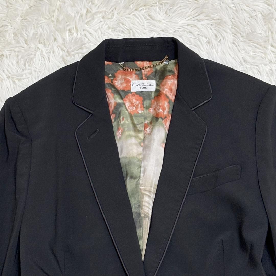 PAUL SMITH テーラードジャケット 40 ブラック 裏地花柄転写