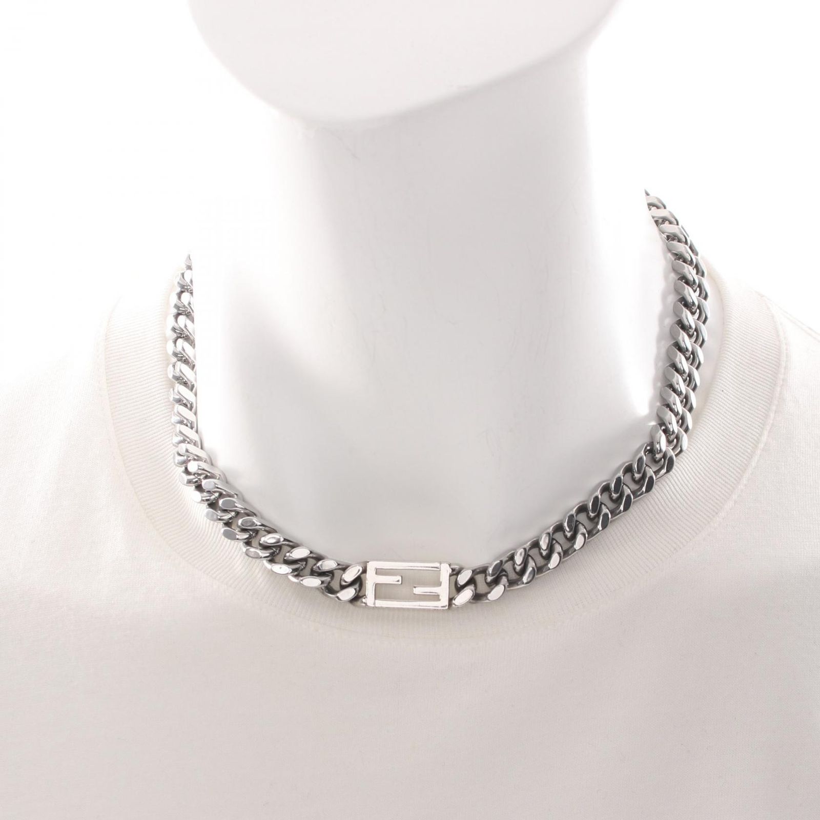 フェンディ FENDI ネックレス バゲット シルバー ステンレススチール