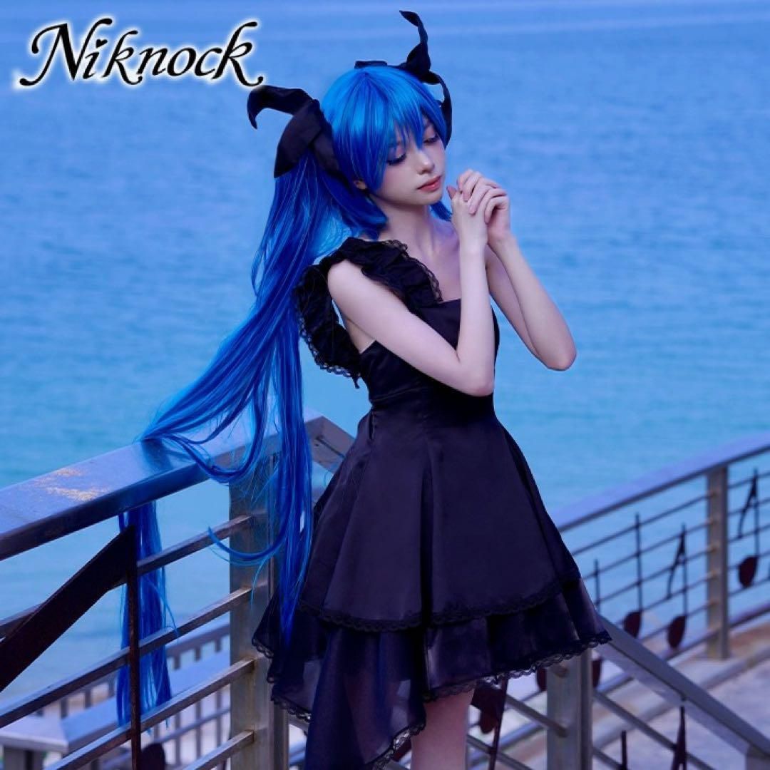 ウィッグ付き 初音ミク コスプレ衣装 深海少女風 リポン髪飾り ウィッグ付き 初音ミク コスプレ衣装 深海少女風 リポン髪飾り