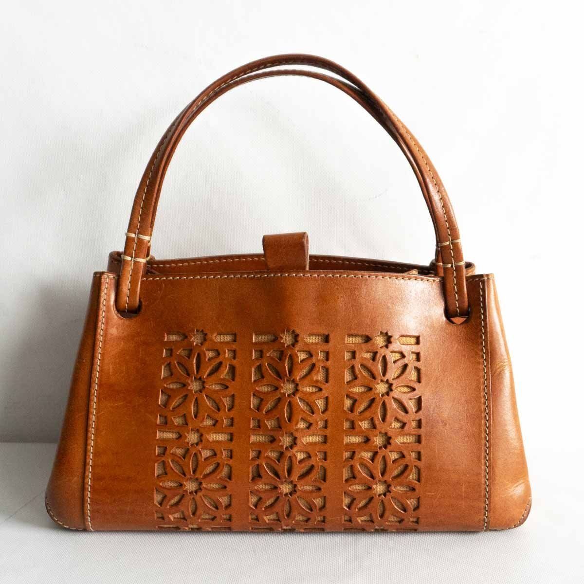 gentenブラウン カットアウトトートバッグ genten カットアウトレザー