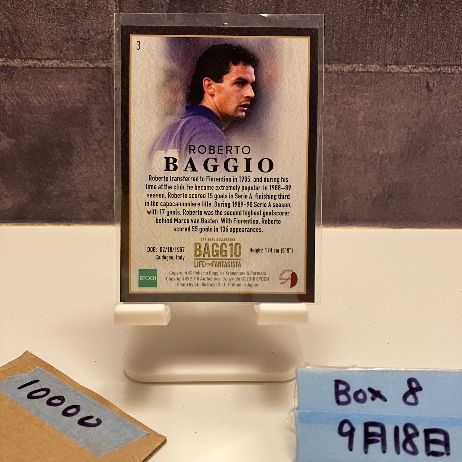 2016 EPOCH ロベルトバッジョ 19 40 フィオレンティーナ LIFE of FANTASISTA カード UP786_INFO