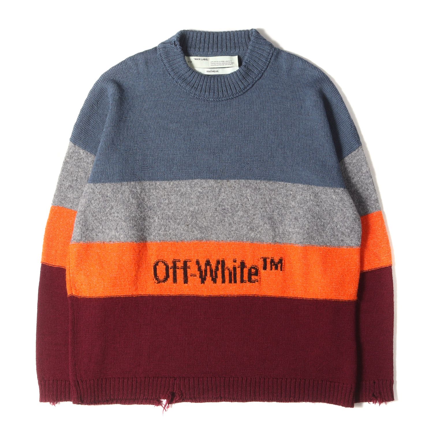 美品 OFF-WHITE オフホワイト ニット サイズ:XL ダメージ加工 カラー 