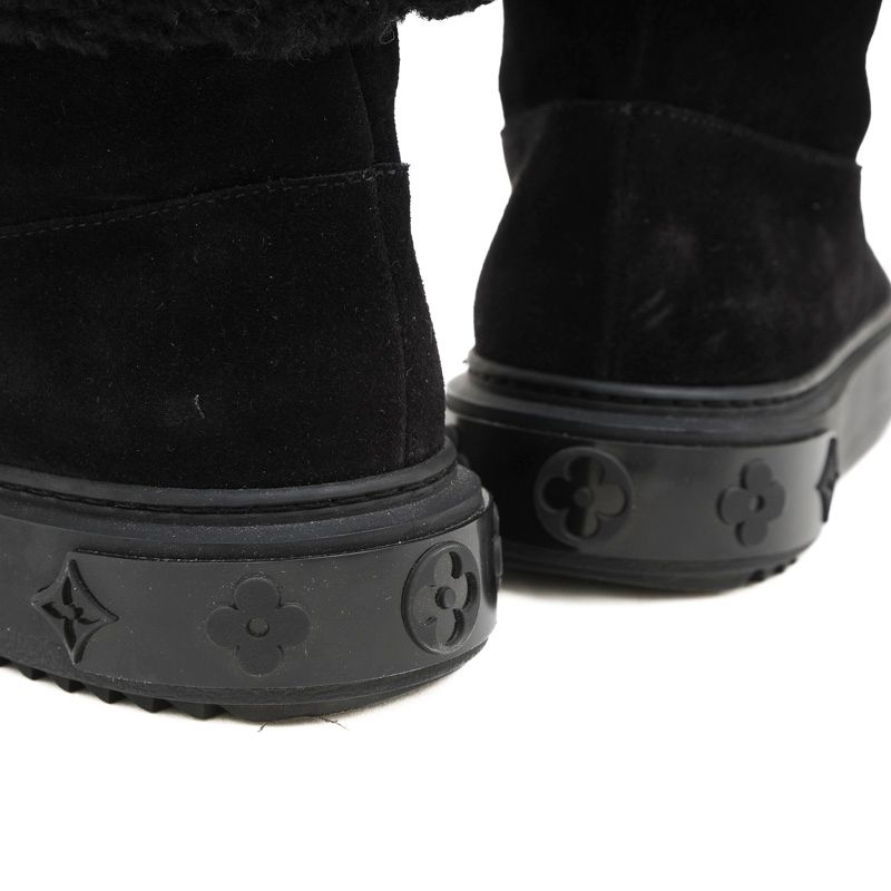 ルイヴィトン スノードロップ ムートンブーツ モノグラム ブラック LOUIS VUITTON 美品◇LOUIS ルイヴィトン スノードロップライン
