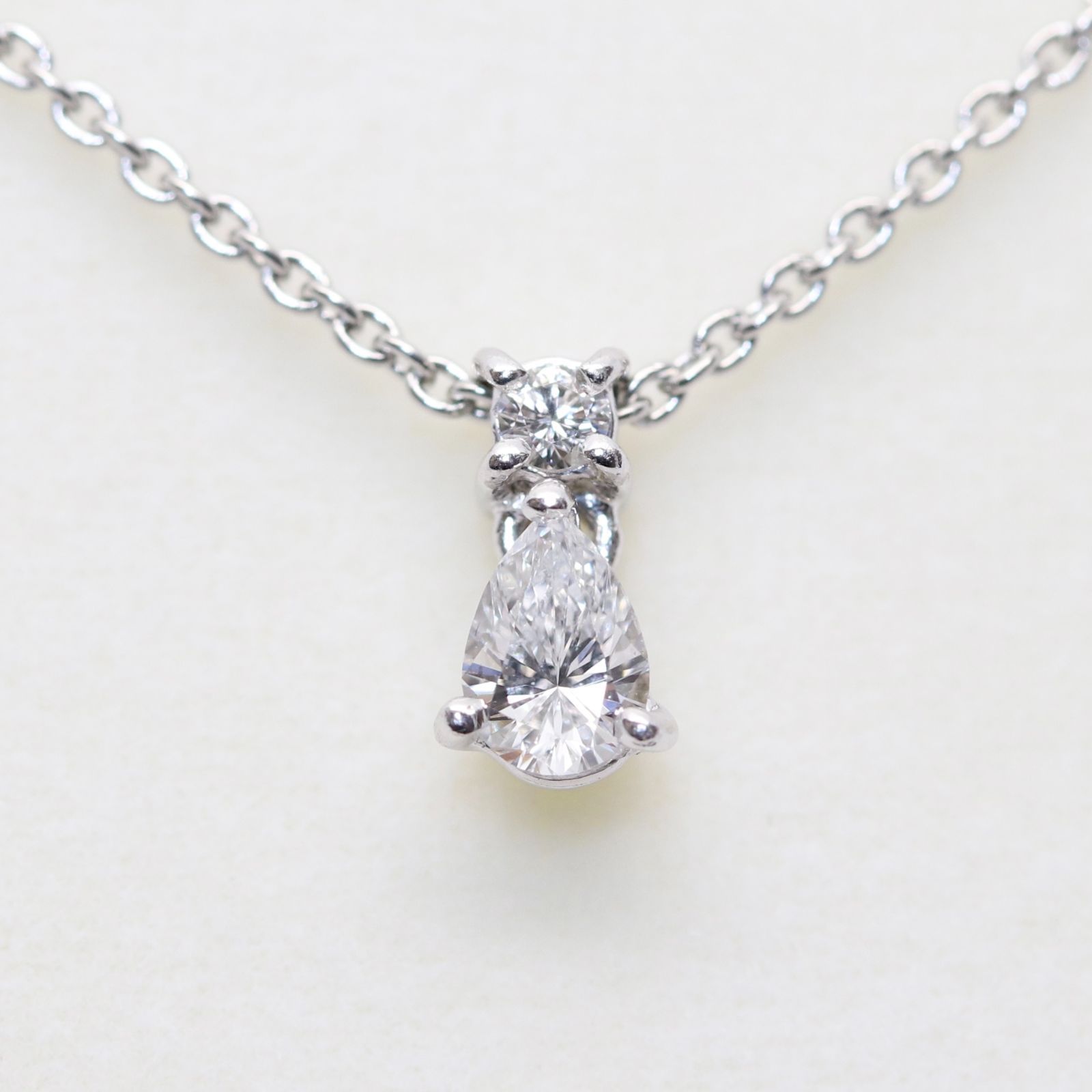 【りのぴ 】スタージュエリー　ネックレス　Pt950ダイヤモンド プラチナ MOON SETTING DIAMOND NECKLACE 0.10ct(2XN0338)Pt950 ネックレス