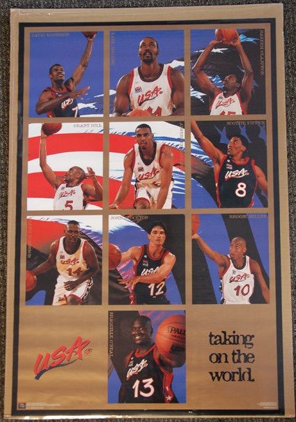 96年当時品 USA BASKETBALL 96 TAKING ON THE WORLD ポスター NBA バスケットボール スポーツグッズ ヴィンテージポスター DREAMTEAM ドリームチーム