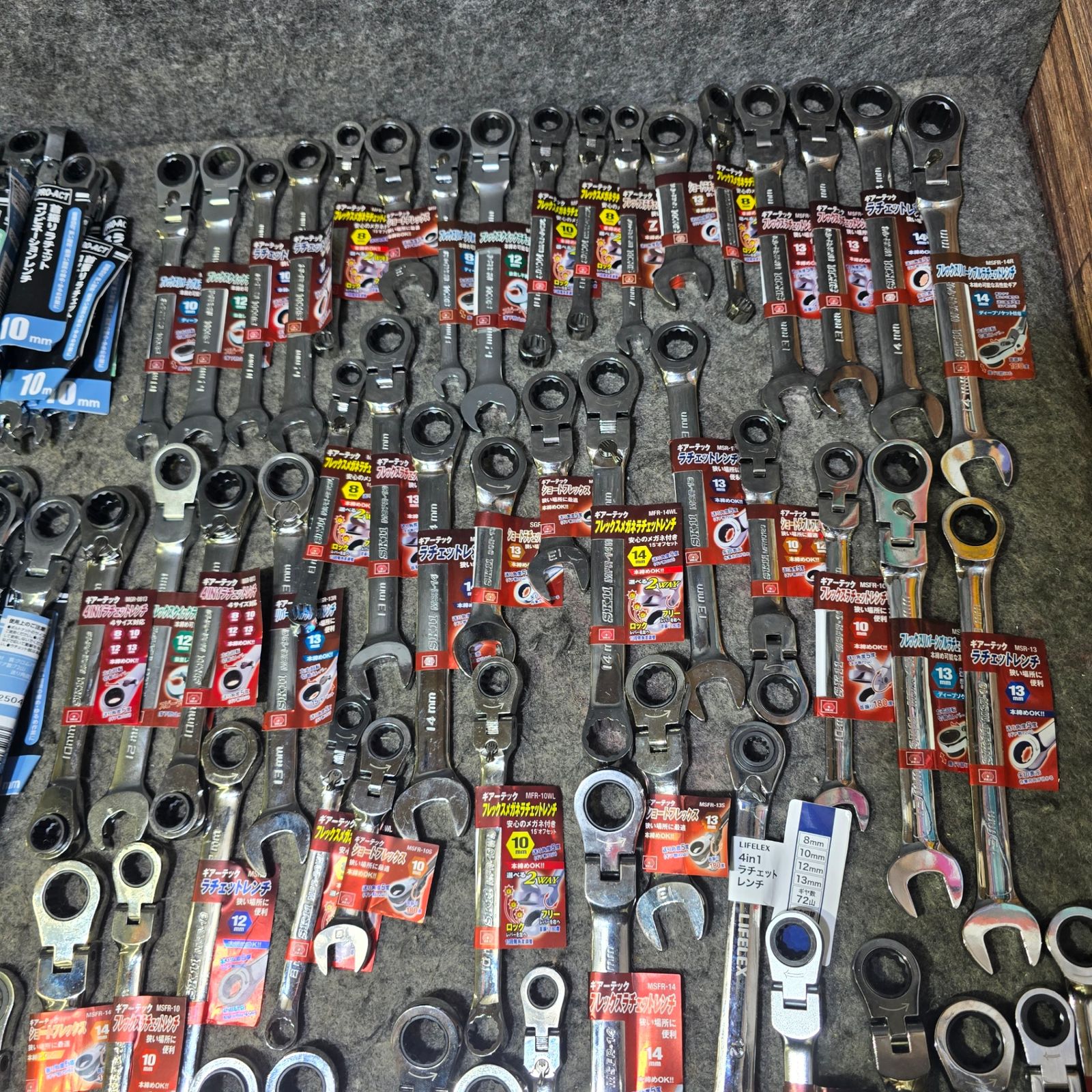 ♥品 まとめ売り ギアレンチ ギヤレンチ 首振り ラチェット レンチ コンビネーション 約282本 メーカー サイズ混合 SK11 桶川店