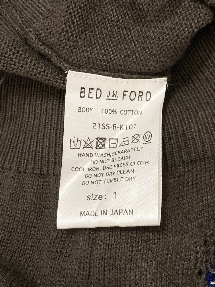 ベッドフォード BED J.W. FORD Damage border knit 21SS ダメージボーダーニット プルオーバー ニット ダークグレー系 21SS-B-KT01 サイズ 1 セーター ボーダー グレー 101MT-2297