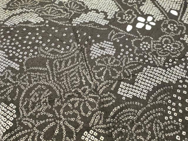 平和屋着物○訪問着 総絞り 御所車草花文 黒地 正絹 逸品 DAAR4347tw