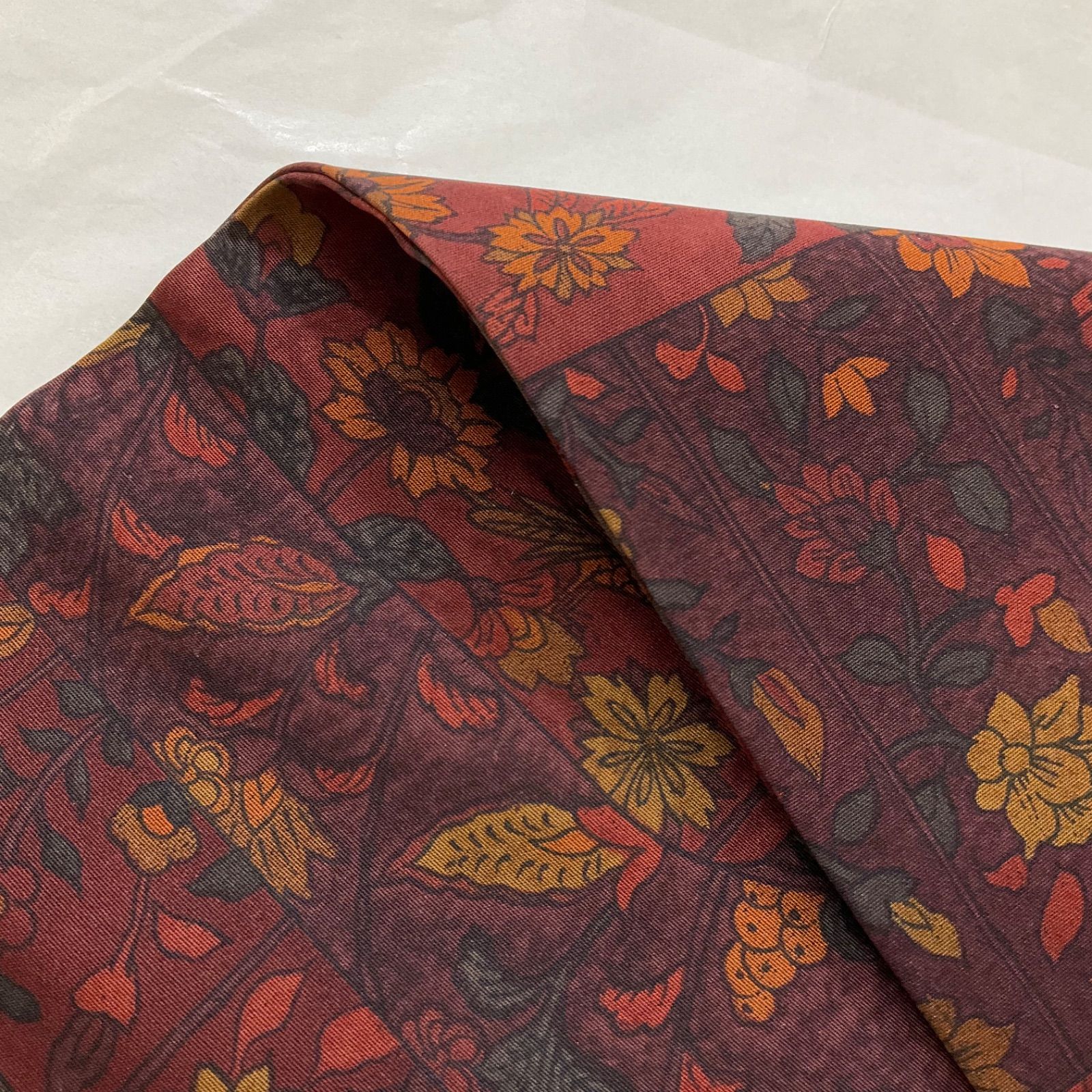 kimono+one○未使用同然○最高級○塩瀬の更紗模様の半幅帯○長尺○正絹 